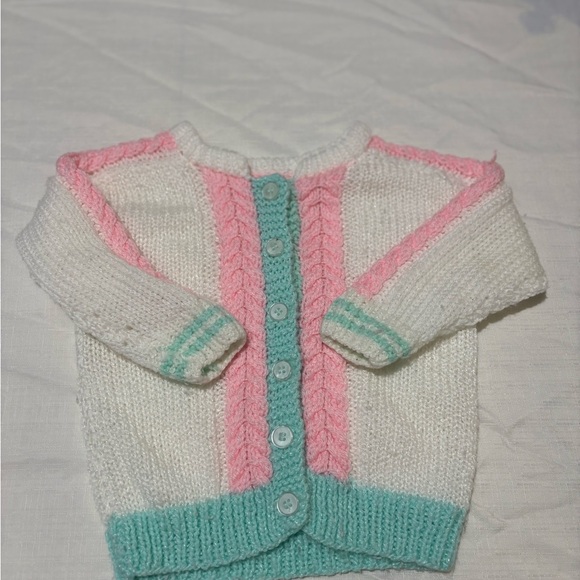 Vintage Pink and White Cozy Knit Sweater - Picture 1 of 7